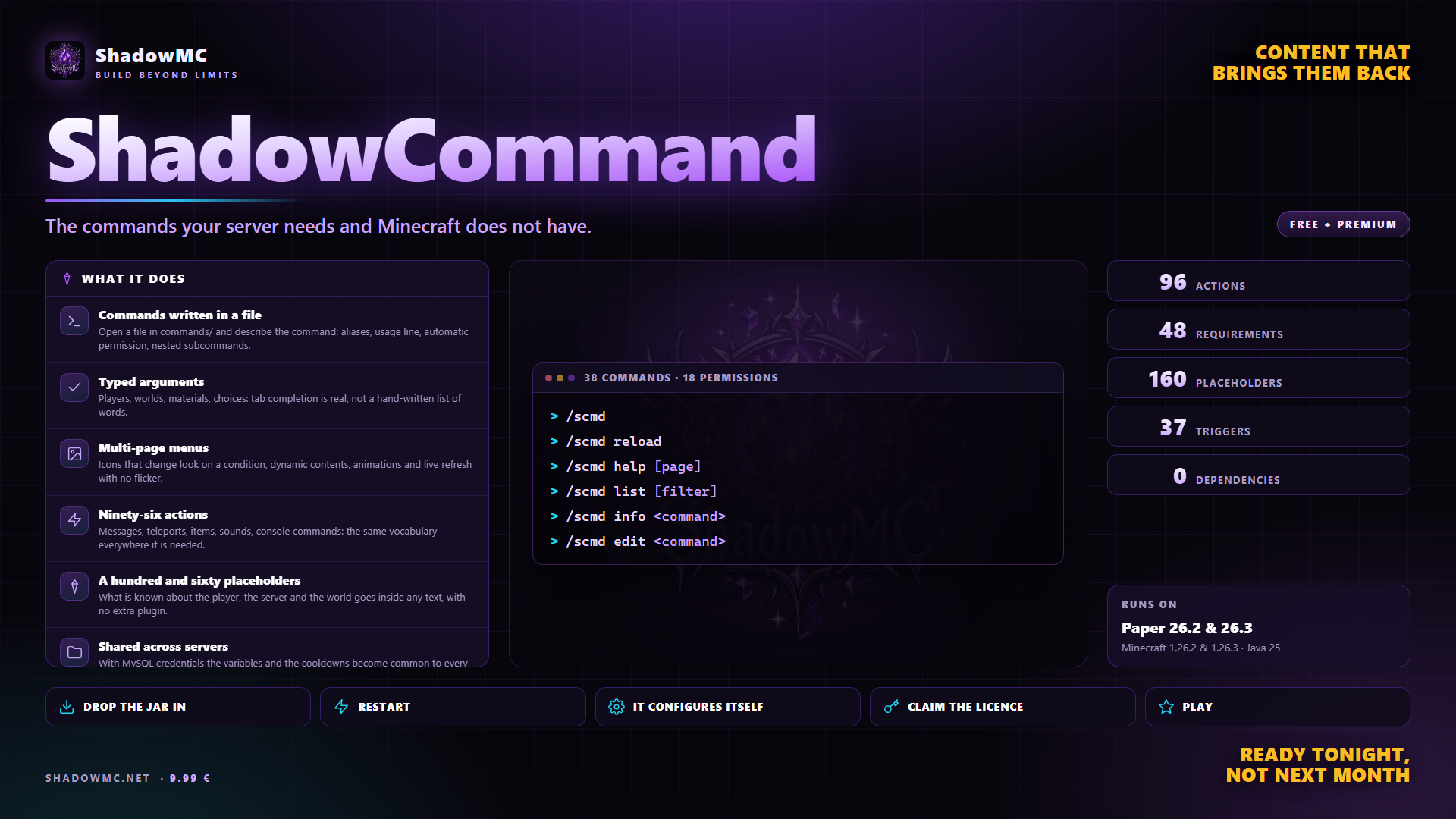 ShadowCommand — The commands your server needs and Minecraft does not have.