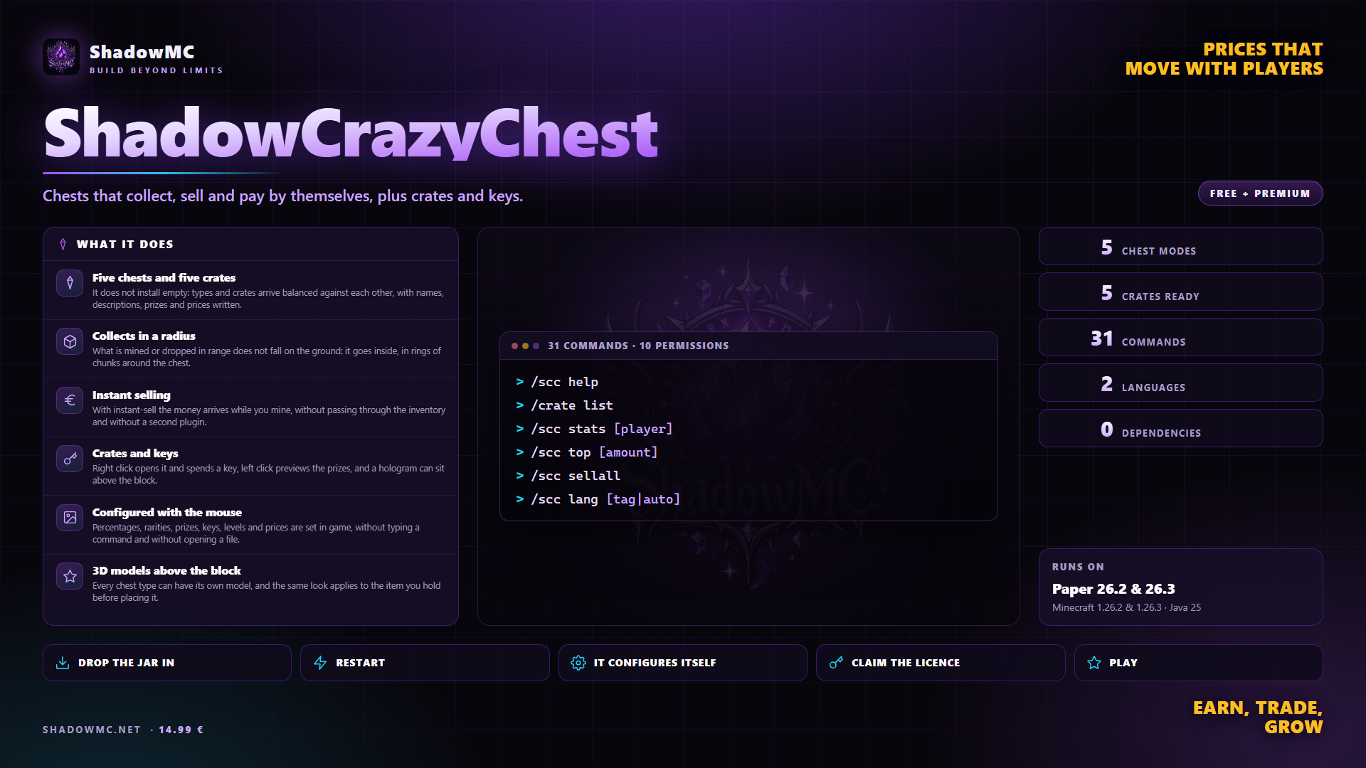 ShadowCrazyChest — Chests that collect, sell and pay by themselves, plus crates and keys.