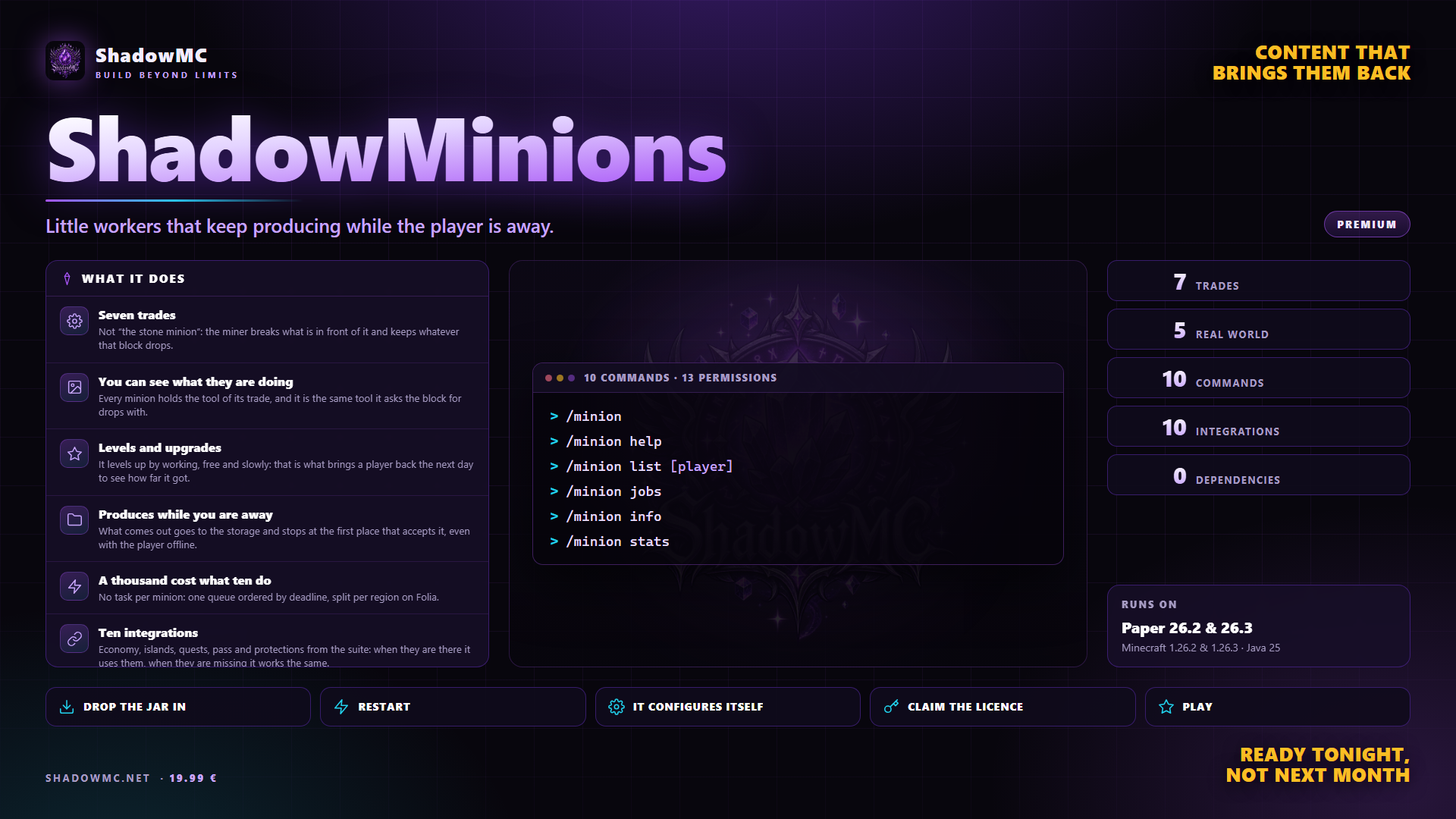 ShadowMinions — Little workers that keep producing while the player is away.